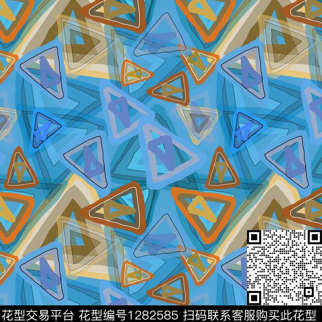 三角形几何手绘线条笔触数码印花华亿平台下载（图片编号: 1282585） - 瓦栏（Walan）