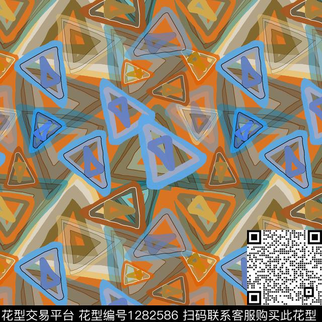 三角形几何手绘线条笔触数码印花华亿平台下载（图片编号: 1282586） - 瓦栏（Walan）