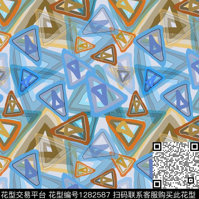 三角形几何手绘线条笔触数码印花华亿平台下载（图片编号: 1282587） - 瓦栏（Walan）