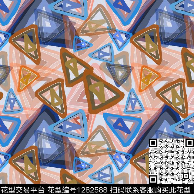 三角形几何手绘线条笔触数码印花华亿平台下载（图片编号: 1282588） - 瓦栏（Walan）