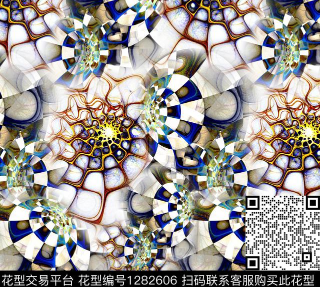 几何分形炫彩数码印花华亿平台下载（图片编号: 1282606） - 瓦栏（Walan）