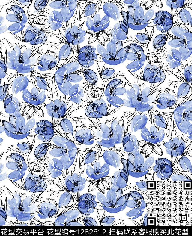 小碎花watercolor绿植树叶数码印花华亿平台下载（图片编号: 1282612） - 瓦栏（Walan）