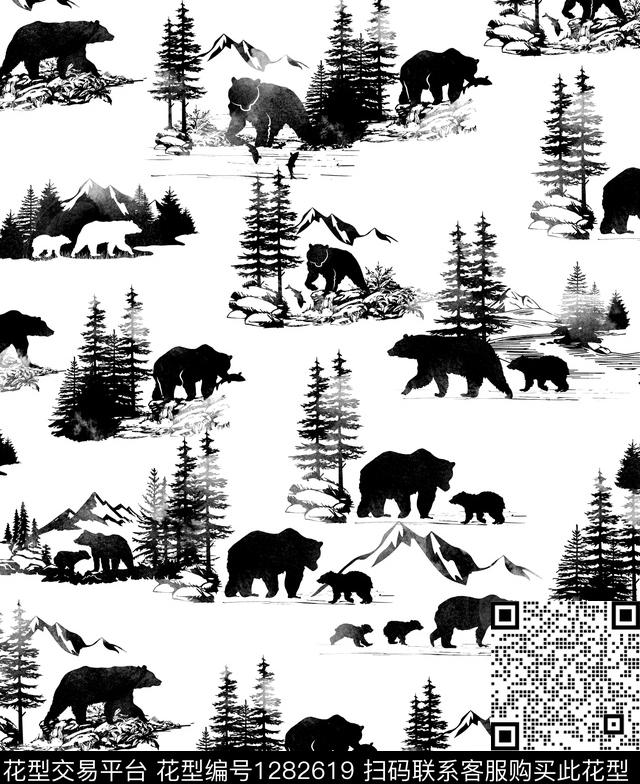 剪影熊数码印花华亿平台下载（图片编号: 1282619） - 瓦栏（Walan）