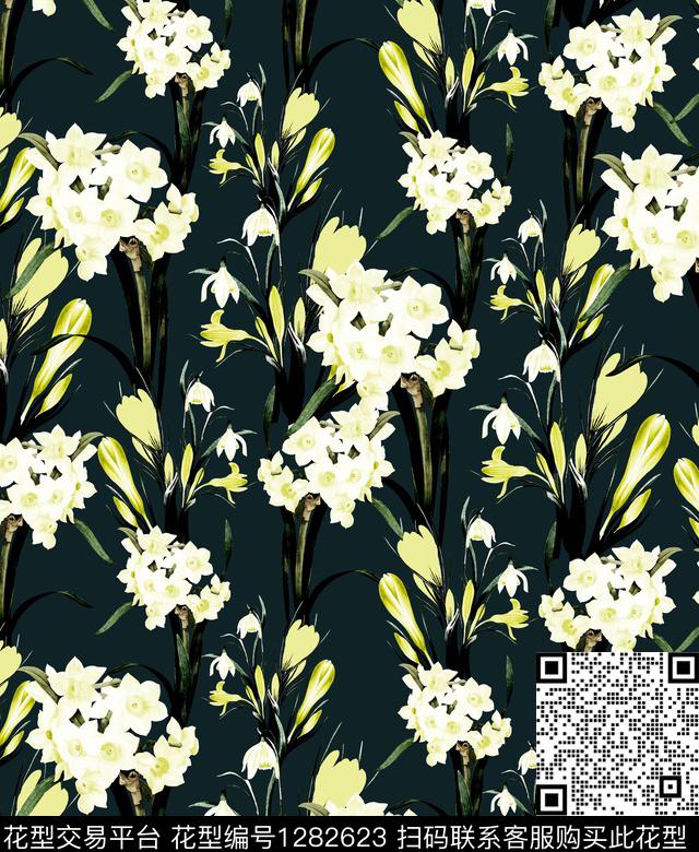 小碎花watercolor绿植树叶数码印花华亿平台下载（图片编号: 1282623） - 瓦栏（Walan）