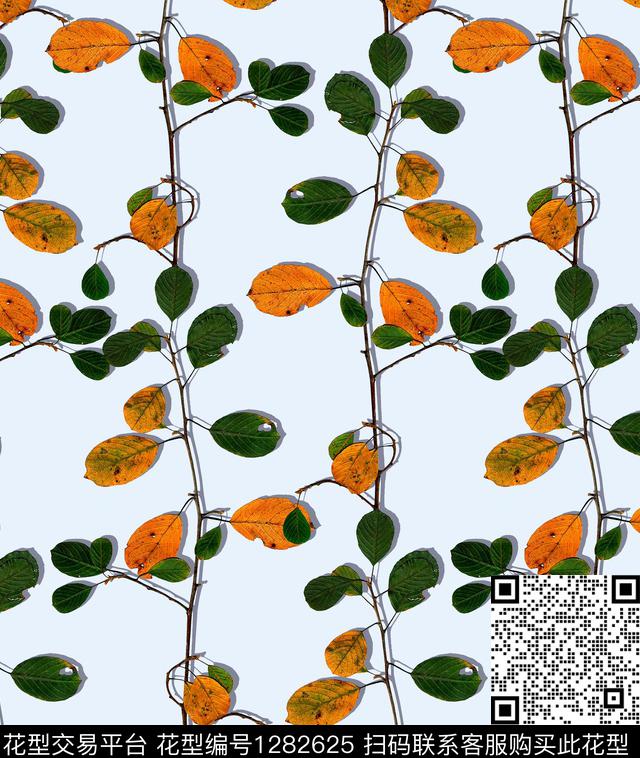 树枝绿植树叶数码印花华亿平台下载（图片编号: 1282625） - 瓦栏（Walan）