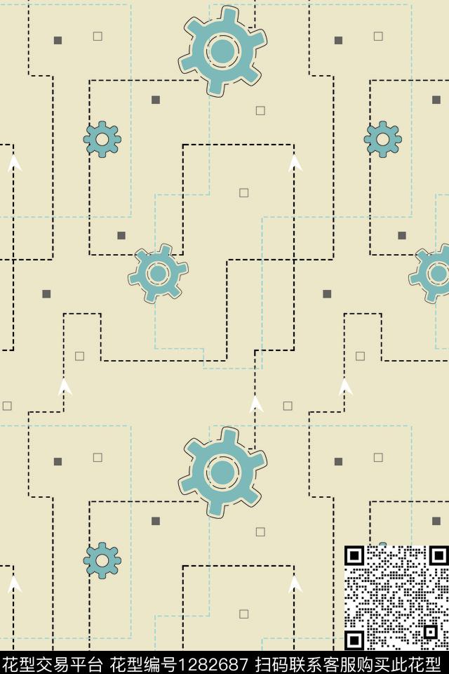 机械齿轮卡通传统印花华亿平台下载（图片编号: 1282687） - 瓦栏（Walan）