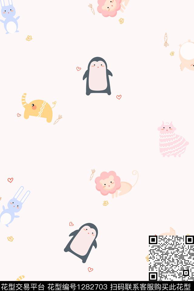 卡通动物粉色卡通传统印花华亿平台下载（图片编号: 1282703） - 瓦栏（Walan）