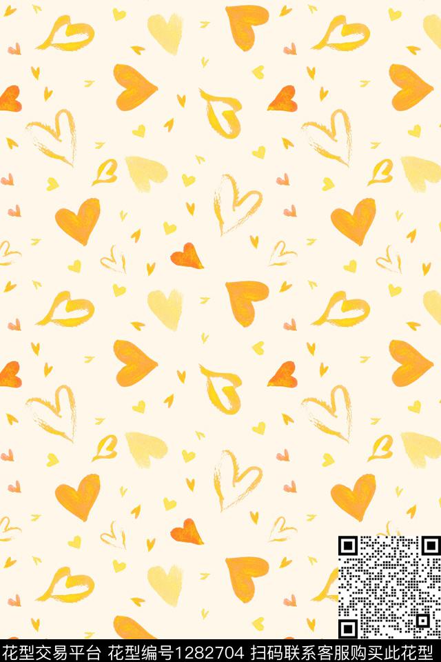 手绘粉色爱心传统印花华亿平台下载（图片编号: 1282704） - 瓦栏（Walan）