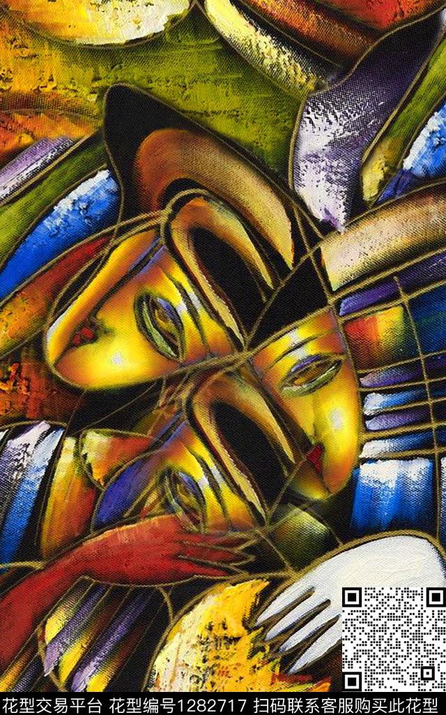 大牌风抽象定位花数码印花华亿平台下载（图片编号: 1282717） - 瓦栏（Walan）