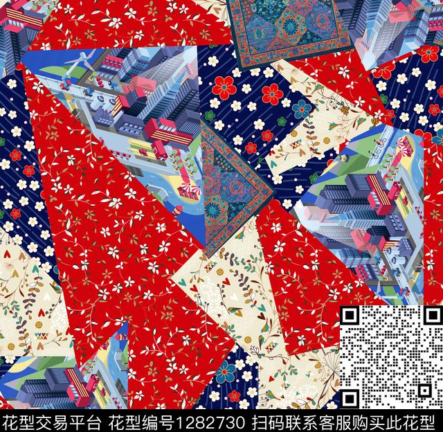 旗袍定位花小碎花数码印花华亿平台下载（图片编号: 1282730） - 瓦栏（Walan）