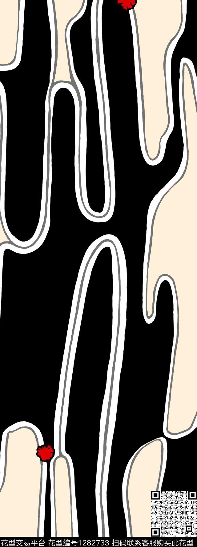 抽象定位花几何数码印花华亿平台下载（图片编号: 1282733） - 瓦栏（Walan）