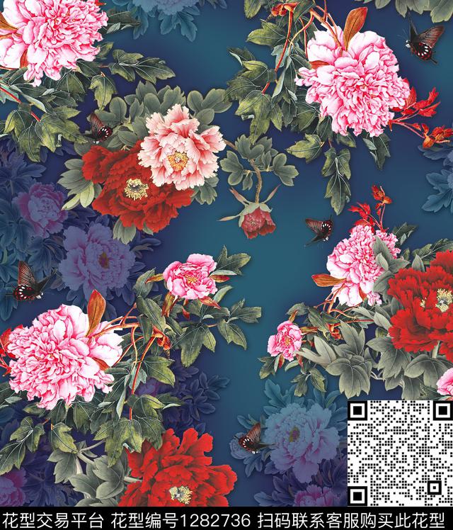 花鸟花卉大牌风数码印花华亿平台下载（图片编号: 1282736） - 瓦栏（Walan）