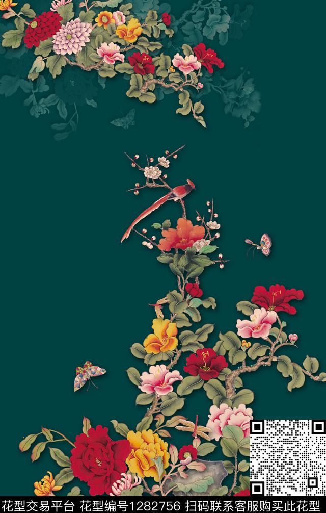 定位花花鸟花卉数码印花华亿平台下载（图片编号: 1282756） - 瓦栏（Walan）