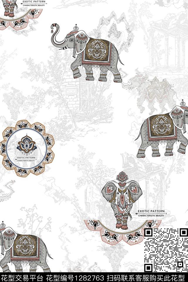 大象大牌风欧洲传统印花华亿平台下载（图片编号: 1282763） - 瓦栏（Walan）