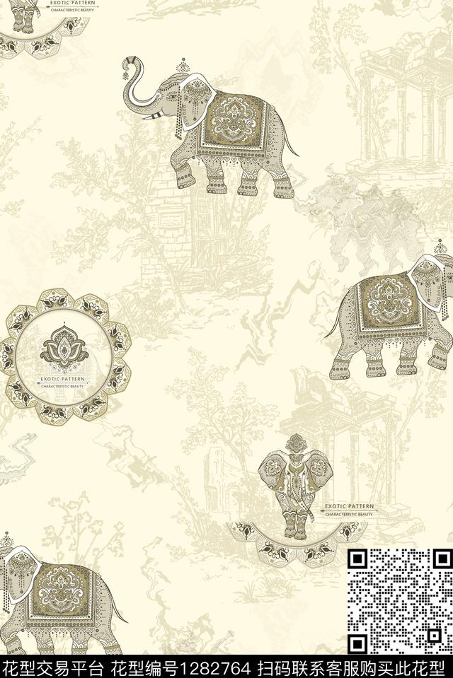 大象大牌风欧洲传统印花华亿平台下载（图片编号: 1282764） - 瓦栏（Walan）