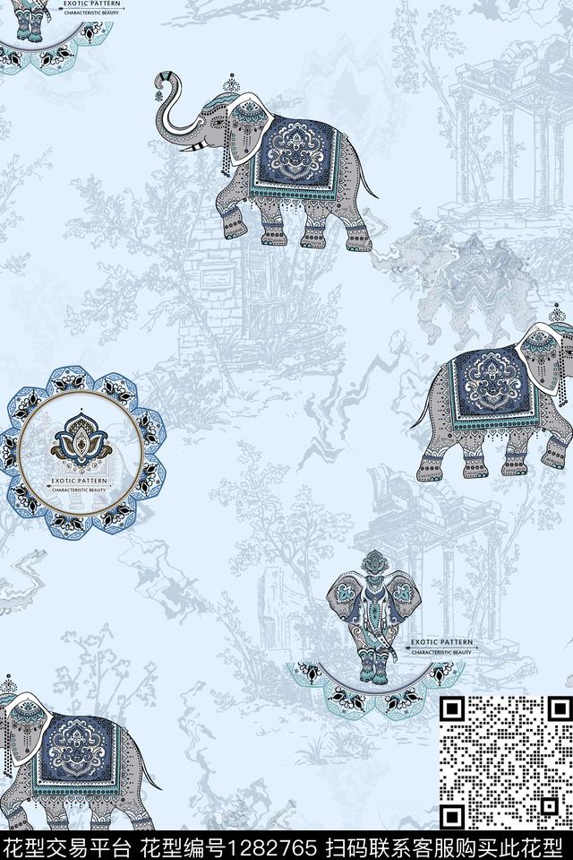大象大牌风欧洲传统印花华亿平台下载（图片编号: 1282765） - 瓦栏（Walan）