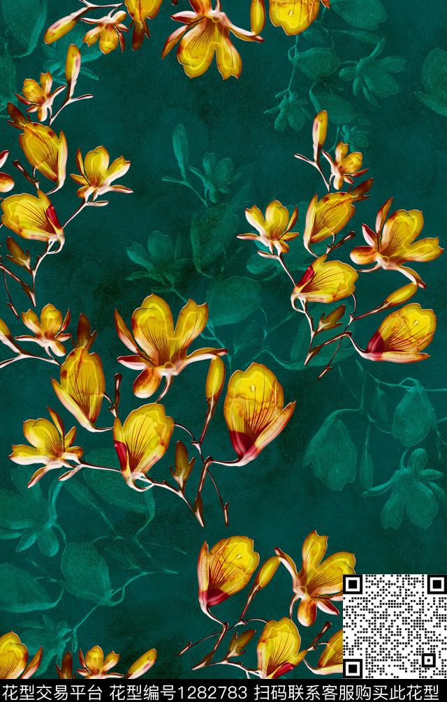 定位花花卉抽象数码印花华亿平台下载（图片编号: 1282783） - 瓦栏（Walan）