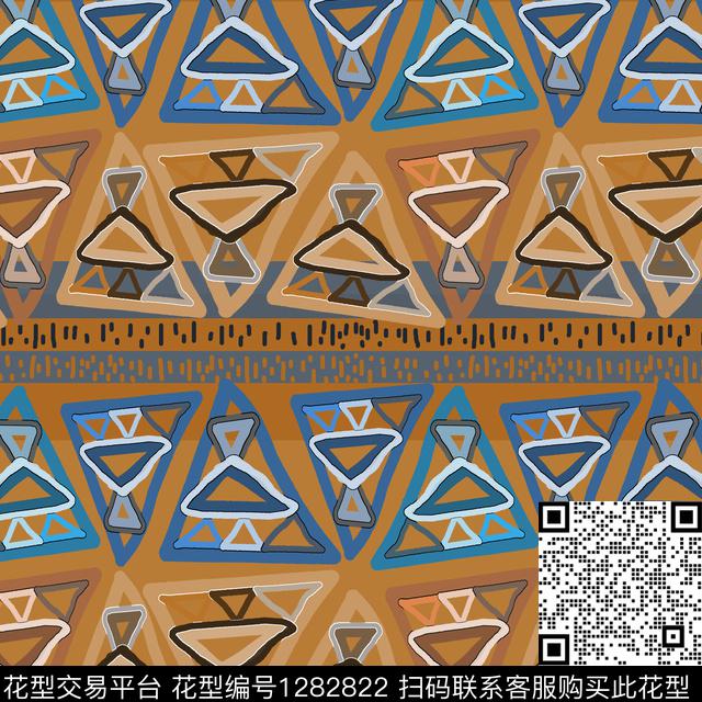 三角形几何手绘线条笔触传统印花华亿平台下载（图片编号: 1282822） - 瓦栏（Walan）