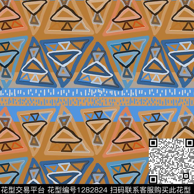 三角形几何手绘线条笔触传统印花华亿平台下载（图片编号: 1282824） - 瓦栏（Walan）