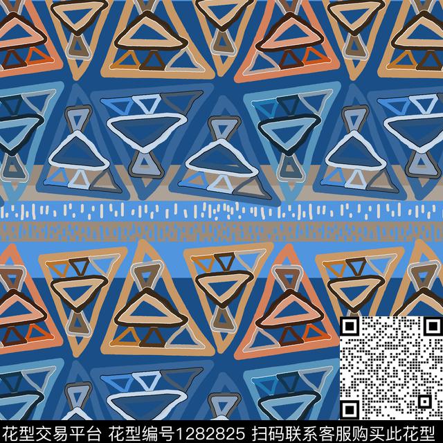 三角形几何手绘线条笔触传统印花华亿平台下载（图片编号: 1282825） - 瓦栏（Walan）