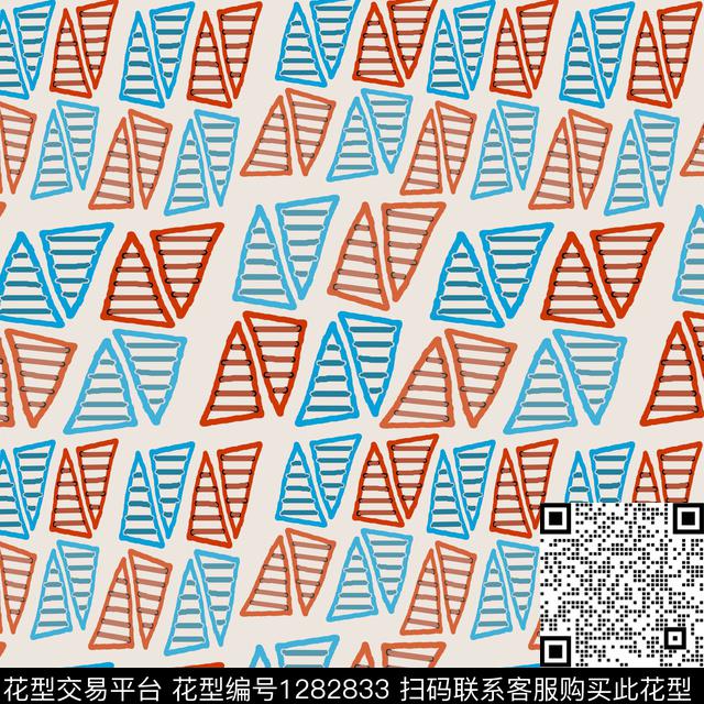 三角形几何手绘线条笔触传统印花华亿平台下载（图片编号: 1282833） - 瓦栏（Walan）