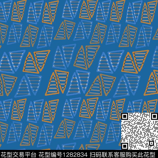 三角形几何手绘线条笔触传统印花华亿平台下载（图片编号: 1282834） - 瓦栏（Walan）