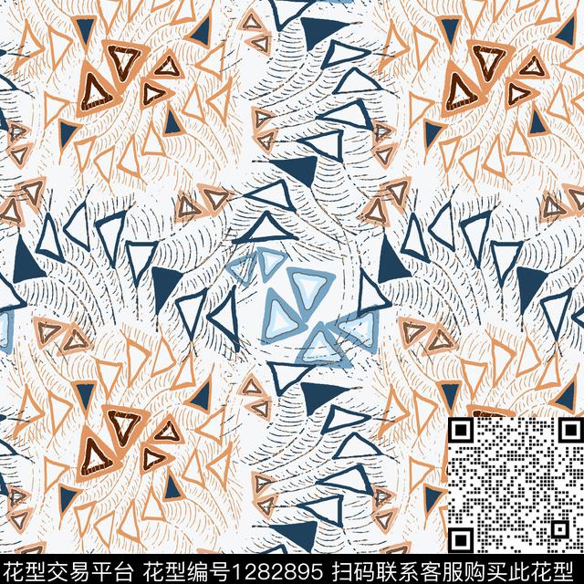 三角形几何手绘线条笔触传统印花华亿平台下载（图片编号: 1282895） - 瓦栏（Walan）