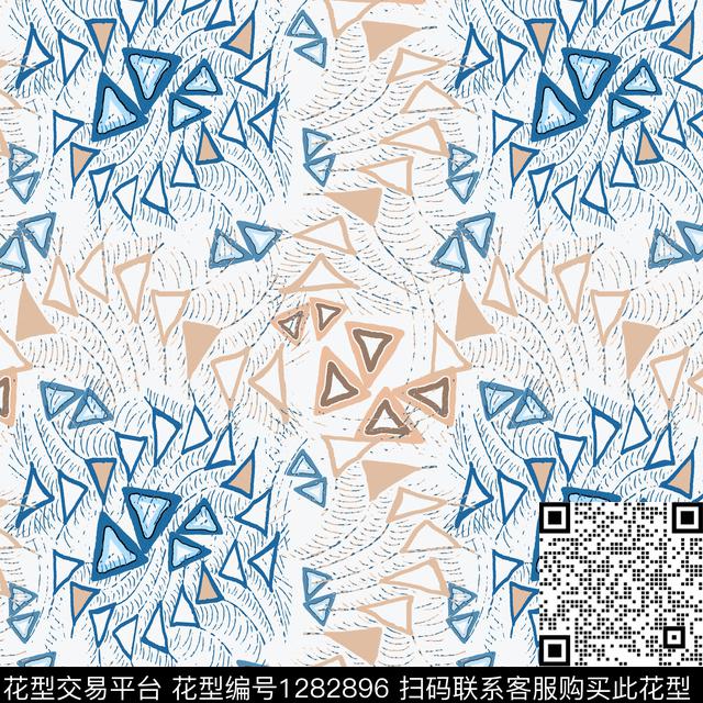 三角形几何手绘线条笔触传统印花华亿平台下载（图片编号: 1282896） - 瓦栏（Walan）