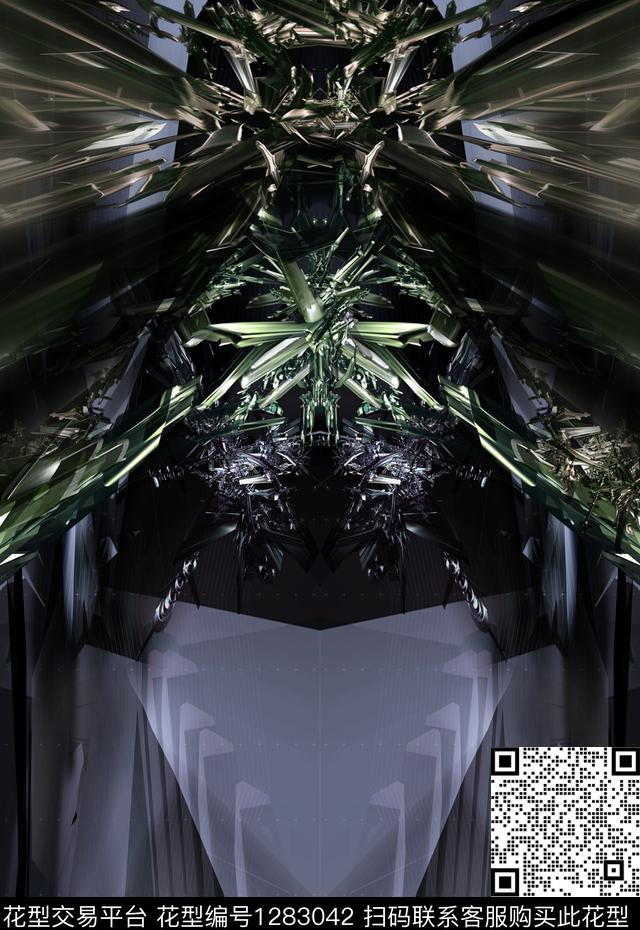 抽象晶体定位花数码印花华亿平台下载（图片编号: 1283042） - 瓦栏（Walan）