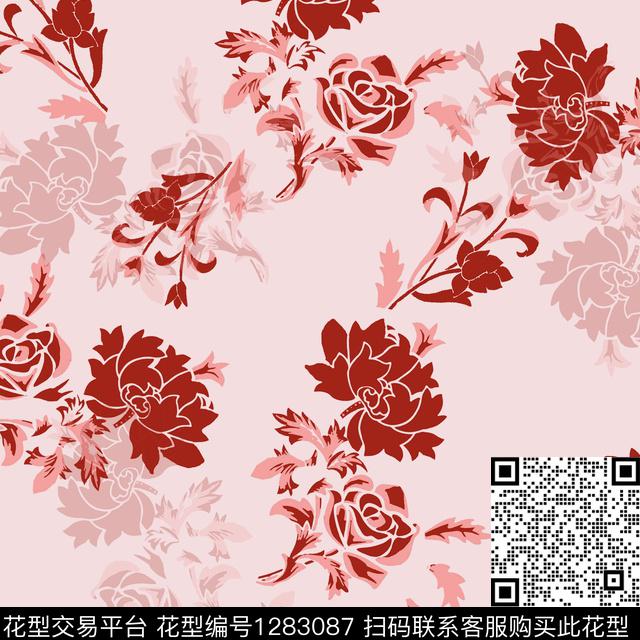 花卉传统印花华亿平台下载（图片编号: 1283087） - 瓦栏（Walan）