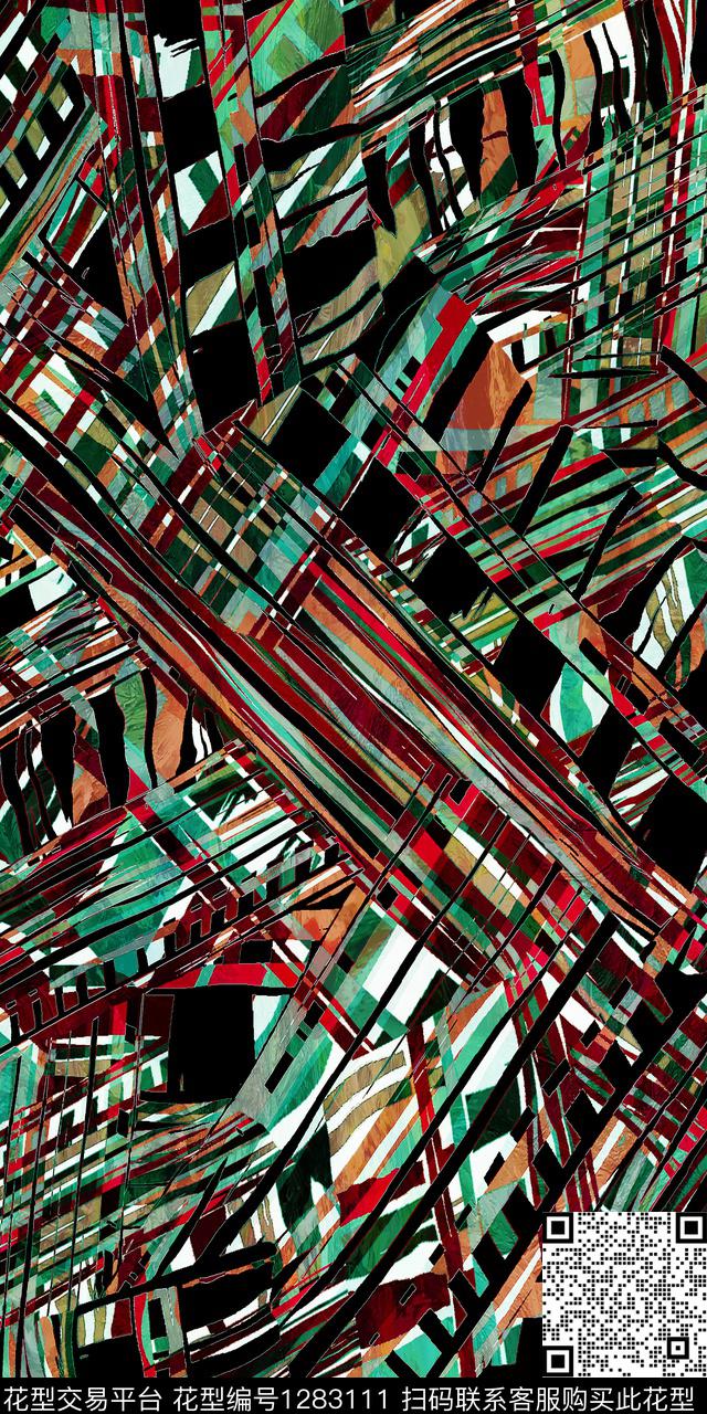 几何抽象中老年数码印花华亿平台下载（图片编号: 1283111） - 瓦栏（Walan）