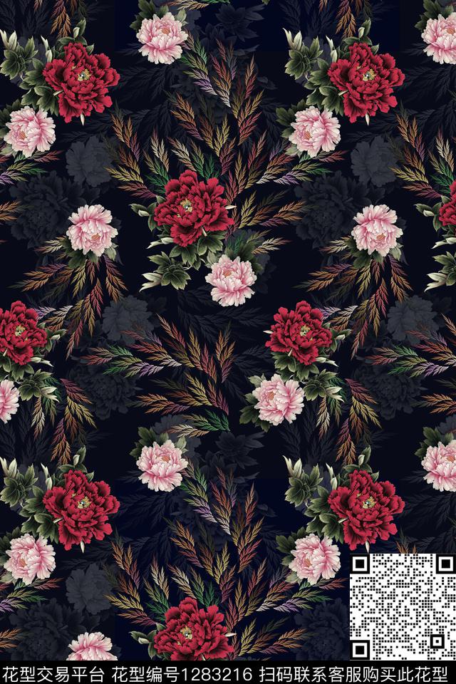 花卉抽象中老年数码印花华亿平台下载（图片编号: 1283216） - 瓦栏（Walan）
