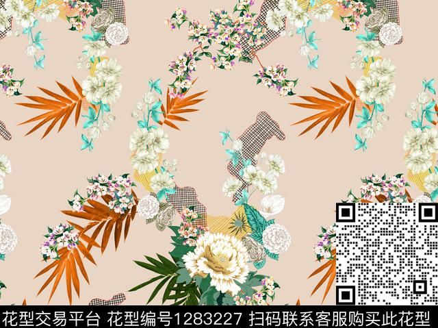 花卉小碎花米色底数码印花华亿平台下载（图片编号: 1283227） - 瓦栏（Walan）