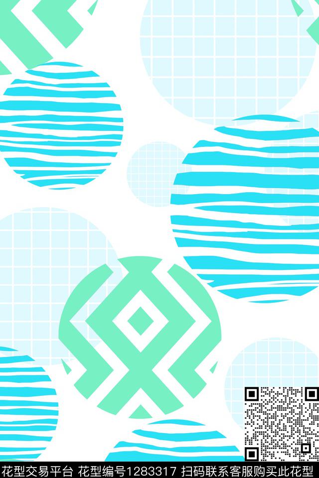 圆形颜色几何数码印花华亿平台下载（图片编号: 1283317） - 瓦栏（Walan）