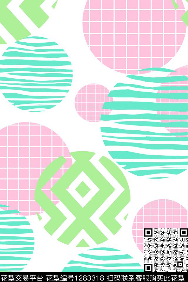 圆形颜色几何数码印花华亿平台下载（图片编号: 1283318） - 瓦栏（Walan）