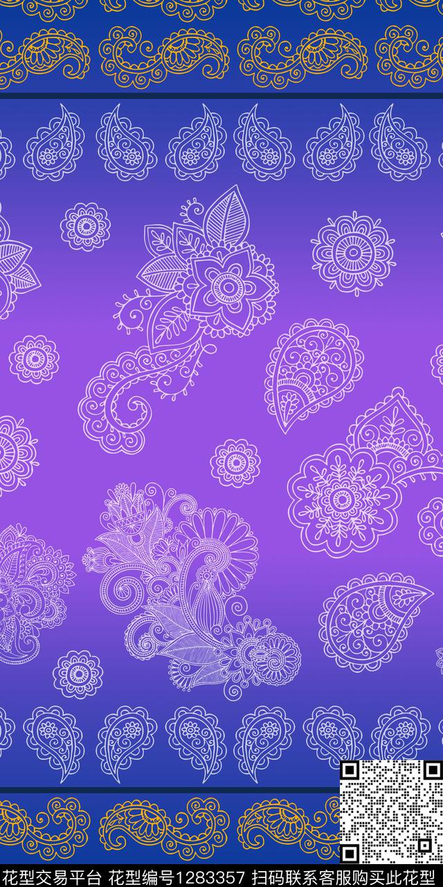 定位花线条画几何数码印花华亿平台下载（图片编号: 1283357） - 瓦栏（Walan）