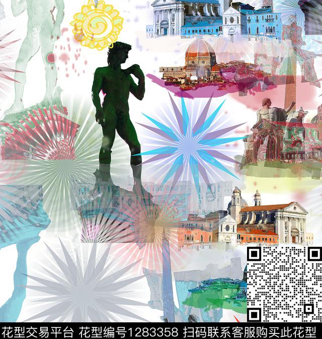 人物建筑雕塑数码印花华亿平台下载（图片编号: 1283358） - 瓦栏（Walan）