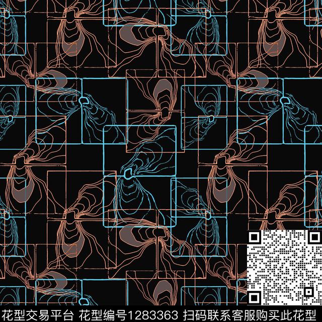 几何格子混搭手绘线条笔触传统印花华亿平台下载（图片编号: 1283363） - 瓦栏（Walan）