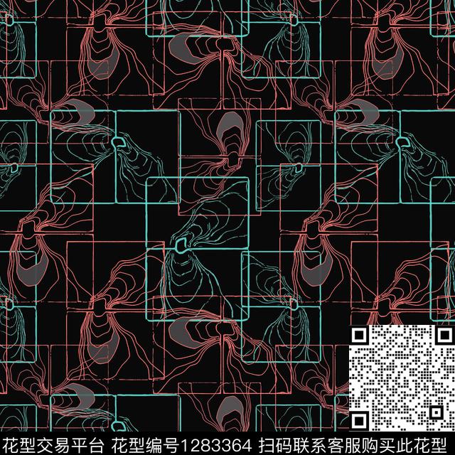 几何格子混搭手绘线条笔触传统印花华亿平台下载（图片编号: 1283364） - 瓦栏（Walan）