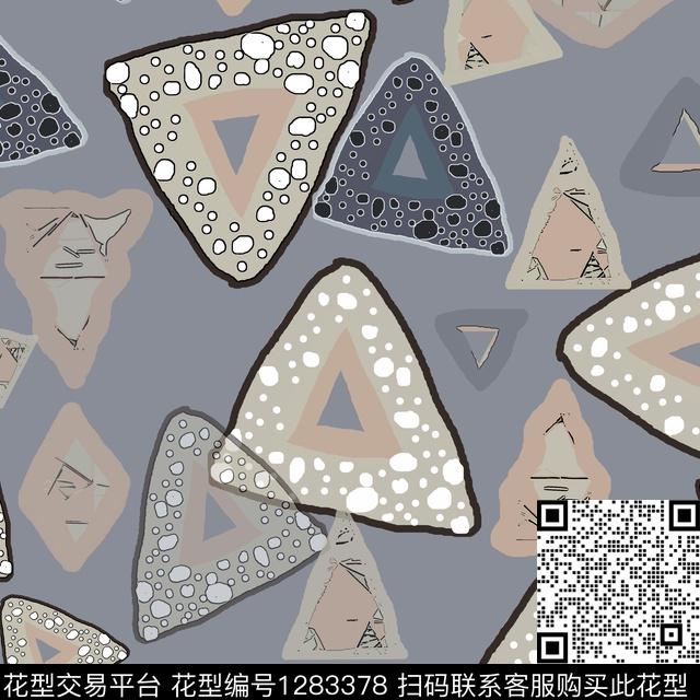 三角形几何手绘线条笔触传统印花华亿平台下载（图片编号: 1283378） - 瓦栏（Walan）