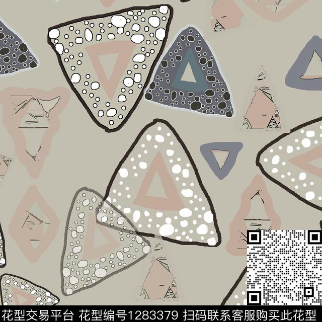 三角形几何手绘线条笔触传统印花华亿平台下载（图片编号: 1283379） - 瓦栏（Walan）