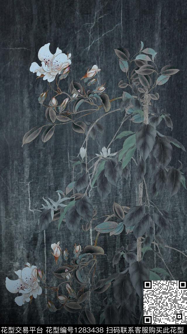 中国风定位花复古旗袍华亿平台植物华亿平台数码印花华亿平台下载（图片编号: 1283438） - 瓦栏（Walan）