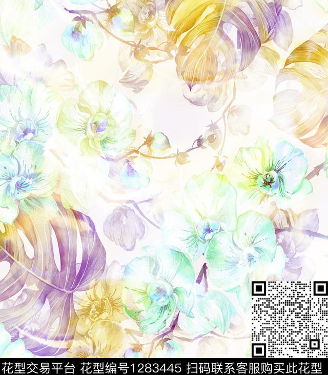 数码华亿平台花卉大牌风数码印花华亿平台下载（图片编号: 1283445） - 瓦栏（Walan）