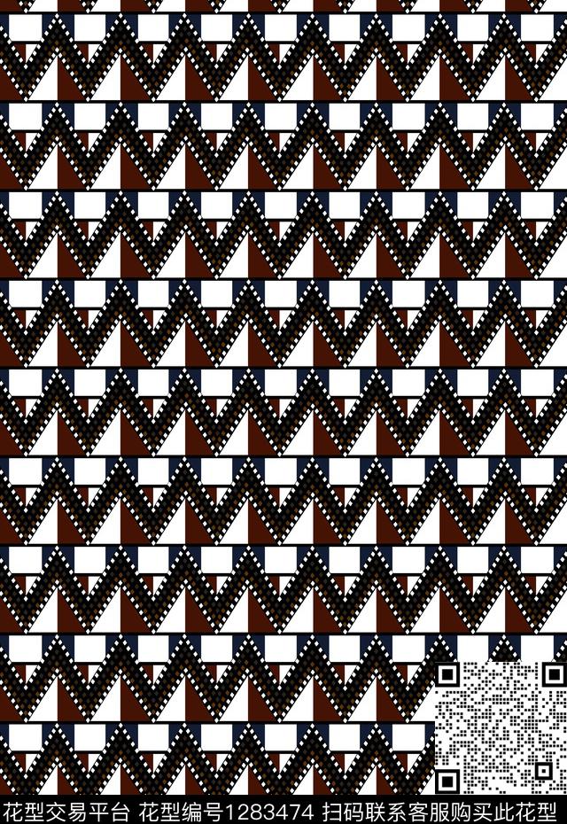 格子条纹波浪线传统印花华亿平台下载（图片编号: 1283474） - 瓦栏（Walan）