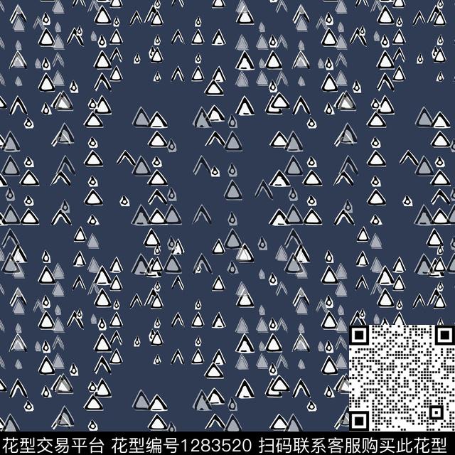 三角形几何手绘线条笔触传统印花华亿平台下载（图片编号: 1283520） - 瓦栏（Walan）