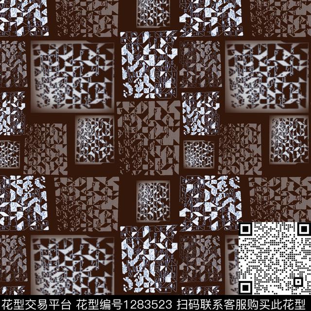 几何格子混搭数码印花华亿平台下载（图片编号: 1283523） - 瓦栏（Walan）
