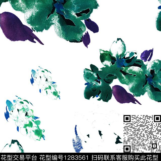 花卉大牌风时尚数码印花华亿平台下载（图片编号: 1283561） - 瓦栏（Walan）