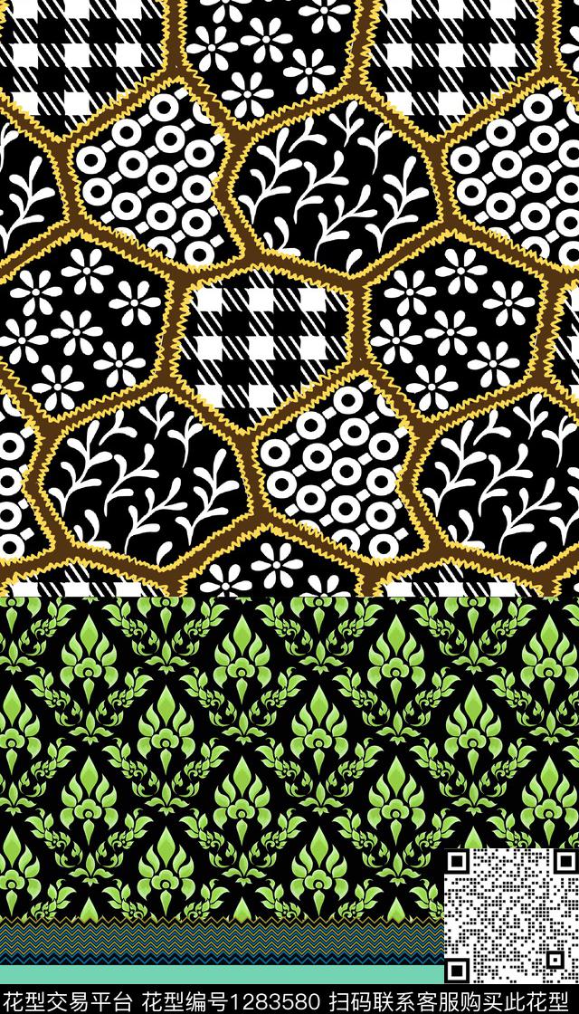 复古定位花香云纱数码印花华亿平台下载（图片编号: 1283580） - 瓦栏（Walan）