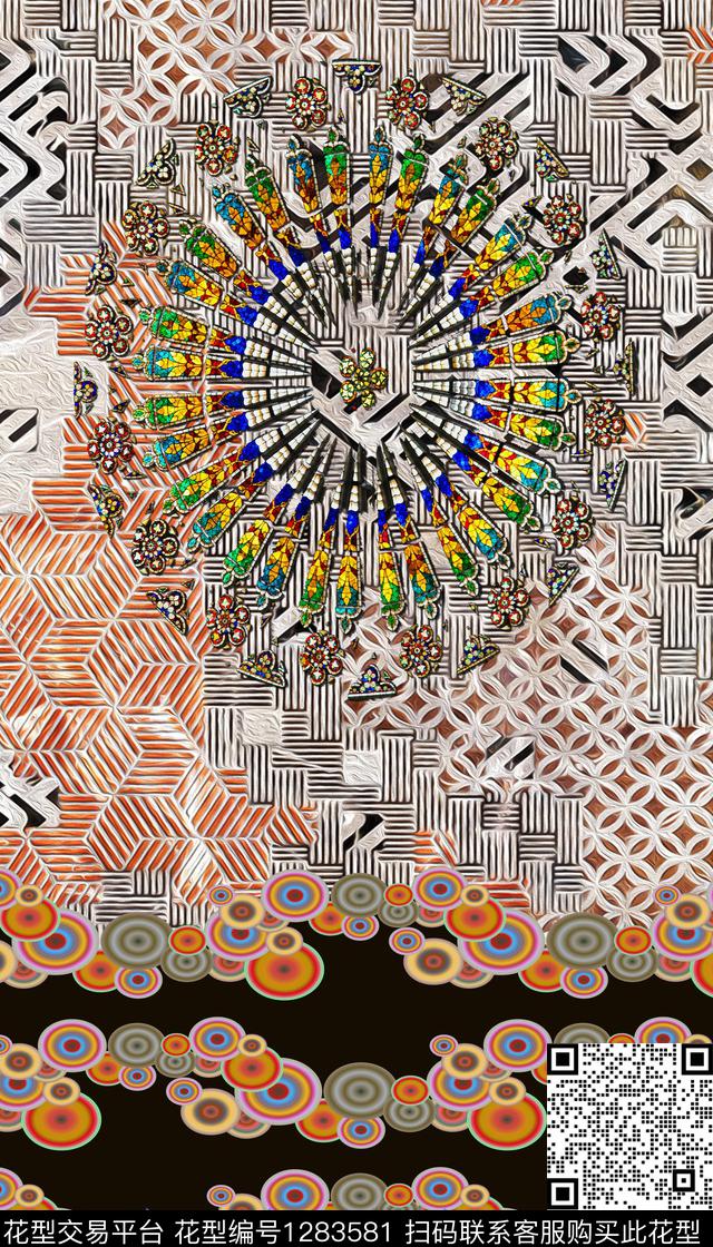 复古定位花香云纱数码印花华亿平台下载（图片编号: 1283581） - 瓦栏（Walan）