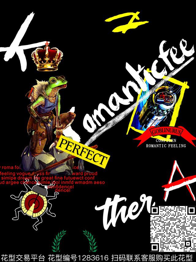 蜥蜴涂鸦抽象花卉数码印花华亿平台下载（图片编号: 1283616） - 瓦栏（Walan）